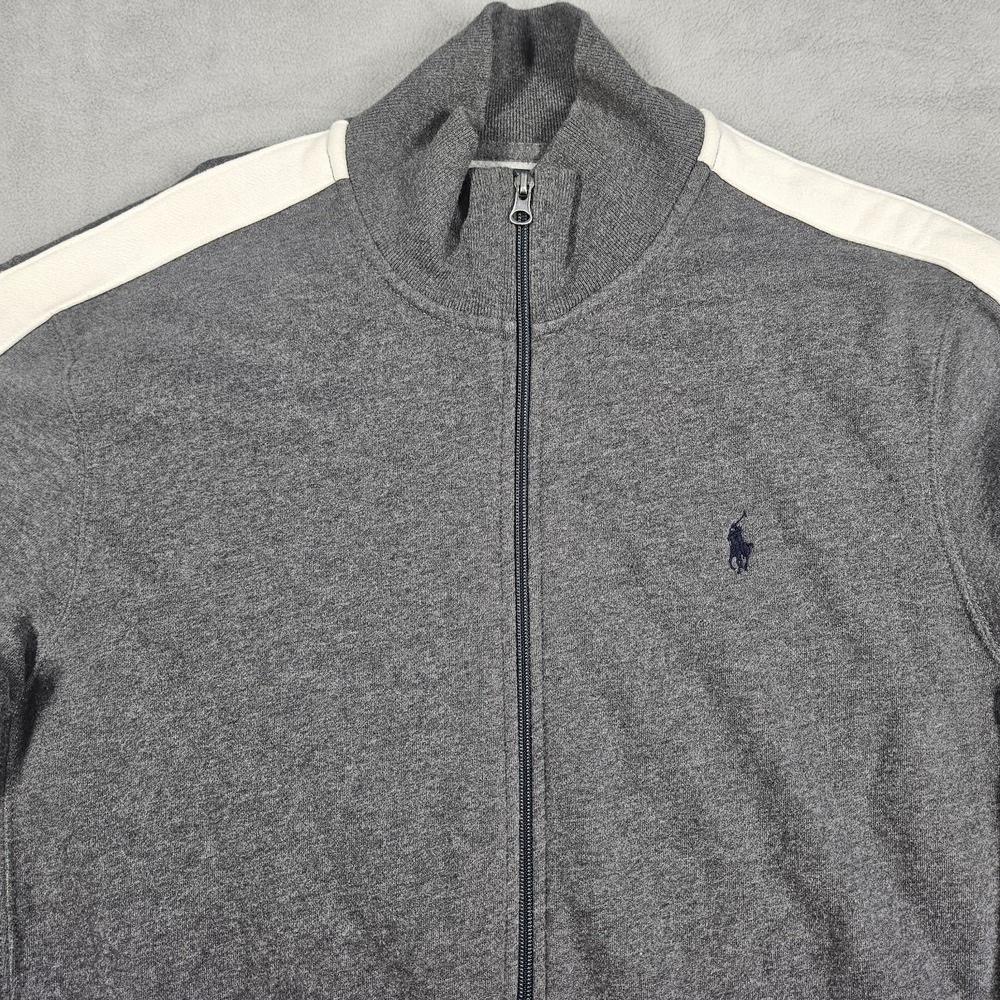 Vintage Polo Ralph Lauren Sweatshirt Mens XL Zip Up Track Jacket Gray Y2K Preppy - Picture 2 of 13